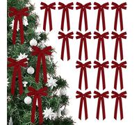Lawnrden 15 Pezzi di Fiocchi di Velluto Rosso, Fiocchi di Albero di Natale Rustico Preformato, 5.1x10.2in Ornamenti di Natale in Velluto per Albero, Ghirlanda, Ghirlanda, Swag |.Arco