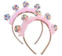 Lawnrden 2 pezzi Candy Headband Lollipop Cinecelle centesimi, pancia per capelli dolci con 4 Lollipop Candy Plastic Basche