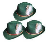 Lawnrden 3 pezzi cappello tedesco 11.8x10.6x5 cappello bavarese dell'Oktoberfest con piume Top tedesco verde scuro per adulti, costume dell'Oktoberfest, cappelli cappelli