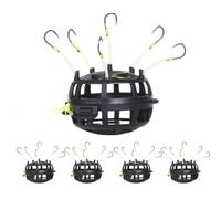 Lawnrden Amo da Pesca con Gabbia per Esche con Fondo inverso da 5 Pezzi, Rotazione Automatica Che appanna uniformemente la Gabbia per Esche con 6 ami da Pesca per Carpa tilapia Pesce Gatto |.Ganci