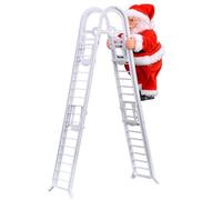 Lawnrden Babbo Natale rampicante sulla Scala Simpatico Babbo Natale rampicante Ornamento per Albero di, Festa, casa, Finestra, Porta, Decorazione da Parete, Bianco, Decorazione