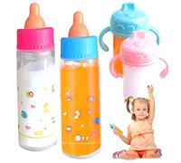 Lawnrden Bottiglie di Bambole per Bambini con Latte scomparente, 6 Pezzi/Set Bottiglie di Bambole per Bambini, Magie Divertenti con Latte o Succo di Succo di Simulazione, Accessori per di Simulazione