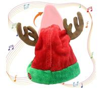 Lawnrden Cappello di Natale elettrico Cantazione e ballo Cappello di Santa Christmas Interattivo Comfort carino per oggetti di costume da festa di carnevale, corna di renne |.Cappelli Babbo Natale