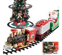 Lawnrden Christmas Train Set with Train And Track, Electric Christmas Tree with Sounds And Light, Eduactional Interactive Toys for Kids New Year
