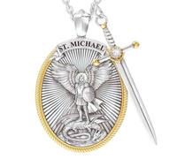 Lawnrden Collana da uomo|Collana di San Michele e San Cristoforo da uomo Arcangelo Spada Preghiera del Signore Stile gioielli 1
