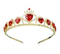 Lawnrden Corona Rossa Corona di Compleanno della Regina|Rosso, Corone di Strass a Cuore per Donna, Fascia Elastica in Metallo da Principessa, Diademi per Donna Accessori per Capelli Ragazza Regali