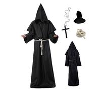 Lawnrden Costumi di Halloween, costumi monaci uomini donne da donna per adulti veste con cappuccio con cappuccio accumulato rinascimentale di Halloween medievali abito di fantasia per carnival