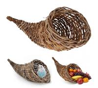 Lawnrden Decorazione Cornucopia, Centrotavola Cornucopia 12 Pollici Cesto del Ringraziamento Intrecciato Corno dell'Abbondanza per la Decorazione della Tavola