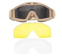 Lawnrden GOGGLE DI SICUREZZA ANTI FOG, GOGGLE AIRSOFT REGOLABILE SICUREZZA ANTISO SOFT ANTI FOG con 3 lenti intercambiabili per il ciclismo da caccia