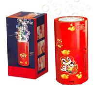 Lawnrden Macchina per Bolle dei fuochi d'artificio con Soluzione a Bolle da 80 ml 13 Fori Portatili per Fumo con luci a LED e Musica per Il Festival della Primavera di Natale con Batteria | Bubbles