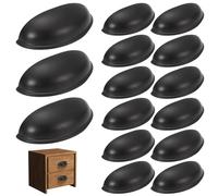 Lawnrden Maniglie per tazze 15 Pezzi Maniglie per armadietti in lega di zinco placcata vintage da 3 pollici con 2 fori per cassettiera, cassettone, armadio, Nero |. per mobili