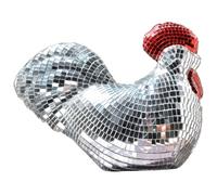 Lawnrden Palline da discoteca a forma di pollo|Statuetta di pollo con palla da discoteca a specchio 6.7x5.3 Decorazione sfera forma riflettente per la casa, il matrimonio, le decorazioni della festa