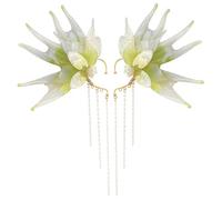 Lawnrden Polsini per Orecchie Non penetranti, Orecchie da Elfo per Donne 1 Paio di da Fata mistica con Perle di Perle Polsini per Eleganti di Dimensioni libere Non penetranti per Halloween