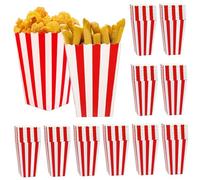 Lawnrden Popcorn Boxes 100 Pezzi Rossi & White Striped Popcorn Bucket da 2, 8x4, 5 Pollici di Cartone-Top Borse per Feste a Tema di Compleanno Nights