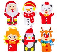 Lawnrden Puppet a Mano 6 Pezzi di Natale Cartone Animato burattini della Mano emotiva Felicità per Gli Adulti e Bambini, Fai da Te Finta Doni Festa di Natale | Puppet di Dito