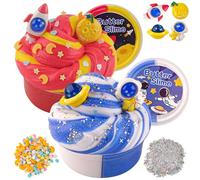 LAWOHO 2X120ml Butter Slime Kit con 6 confezioni di componenti aggiuntivi, Galaxy Slime per bambini bomboniere, Butter Slime Kit per ragazze e ragazzi compleanno Halloween Natale Pasqua regali
