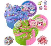 LAWOHO 2X120ml Butter Slime Kit con 6 confezioni di componenti aggiuntivi, Slime per bambini bomboniere, Dessert Butter Slime Kit per ragazze ragazzi compleanno Halloween Natale Pasqua regali