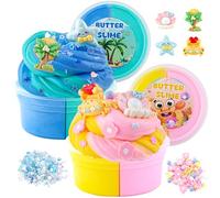 LAWOHO Butter Slime Kit incluye 2X120ml de dos tonslide mantequilla con 6 paquetes complementos, Slime para niños partido fav, Kit de Slime para niñas niños cumpleaños Pascua Navidad (océano)