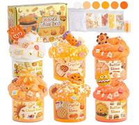 LAWOHO Kit per pane e melma: arancione sfumato, nuvola, burro e melma trasparente, croccante per compleanni, Halloween, Natale, Pasqua