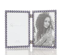 Lawrence Frames 4x6 argento metallo scintillante doppia cornice - blu notte