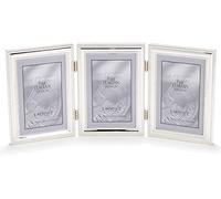 Lawrence Frames 510746T - Cornice portafoto tripla (verticale) in metallo, placcata argento, con perline delicate