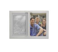 Lawrence Frames - Cornice per foto a doppia apertura, 15,2 x 17,8 cm, in metallo argentato spazzolato e metallo lucido