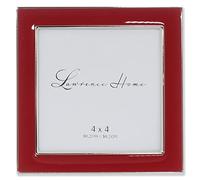 Cornice portafoto in metallo argento 4x4 e smalto rosso