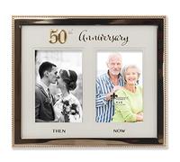 Lawrence Frames Cornice portafoto per 50° anniversario in metallo con perline dorate, 4 x 6