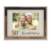 Lawrence Frames Cornice portafoto per 50° anniversario in metallo con perline dorate 4x6