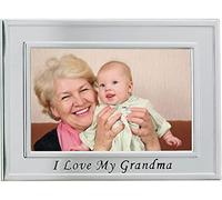 Lawrence Sentiments Collection 506564 - Cornice portafoto "I Love Grandma" in metallo spazzolato, 10 x 15 cm
