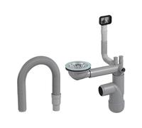 LAXARA Flexlok Sifone telescopico per lavelli da cucina a risparmio di spazio | Flessibilità universale con plastica riciclata | (Flexlok1 con troppopieno angolare con tubo di scarico senza copertura