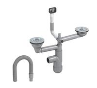 LAXARA Flexlok Sifone telescopico per lavelli da cucina con risparmio di spazio / Lavelli universali con flessibilità e filtro in plastica riciclata con copertura magnetica (Flexlok 2 lavelli senza