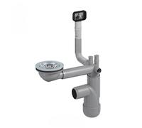 LAXARA Flexlok Sifone telescopico per lavelli da cucina salvaspazio / Sifone universale flessibile con plastica riciclata (Flexlok 1 con troppopieno quadrato senza tubo di scarico senza coperchio