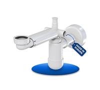 LAXARA - Sifone telescopico salvaspazio per lavello da 3,8 cm, con attacco per lavastoviglie e lavatrice, regolabile in modo flessibile, in plastica, salvaspazio, colore: bianco