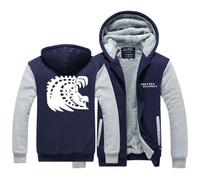 LAXES Felpe con Cappuccio da Uomo,Monster Hunter Felpa con Zip Print Unisex a Manica Lunghe Giacca,Lunga Cardigan Sportiva Tops,Regalo di Natale-Blue And Grey||L