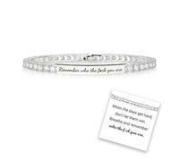 LAXES Ricorda chi cazzo sei Bracciale di cristallo, Bracciale a tubo motivazionale, Non lasciare che i giorni duri vincano Bracciale, Bracciale di cristallo a scatto personalizzato (Argento)