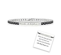 LAXES Ricorda chi cazzo sei Bracciale di cristallo, Bracciale a tubo motivazionale, Non lasciare che i giorni duri vincano Bracciale, Bracciale di cristallo a scatto personalizzato (Nero)