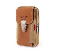 LAXIAY Borsa sportiva per telefono cellulare da uomo,Borsa da cintura in tela per telefono portafoglio,Tasca per cellulare casual per sport all'aria aperta (Khaki, B)