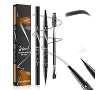 LAXISCREED Matita Sopracciglia Microblading Waterproof 2 in 1, Penna Eyeliner e Sopracciglia a 4 Punte, Professionale a Lunga Durata per Effetto Naturale Pelo a Pelo (Nero)