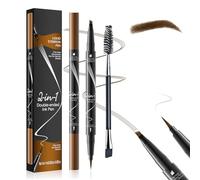 LAXISCREED Matita Sopracciglia Microblading Waterproof 2 in 1, Penna Eyeliner e Sopracciglia a 4 Punte, Professionale a Lunga Durata per Effetto Naturale Pelo a Pelo (Marrone chiaro)