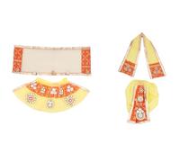 Laxmi Ganesh Dress vastra Poshak Cloth Lehenga Chunari Dhoti Puja Item samgari Radha Krishna Dress for Laxmi Ganesh Durga Devi Idol Statue Indian Traditional Diwali Festival (Taglia: -4") (giallo