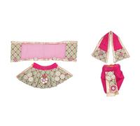 Laxmi Ganesh Dress vastra Poshak Cloth Lehenga Chunari Dhoti Puja Item samgari Radha Krishna Dress for Laxmi Ganesh Durga Devi Idol Statue Indian Traditional Diwali Festival (Taglia: 2")(rosa, verde)