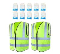 laxreheye Gilet di sicurezza da uomo - Gilet di sicurezza con 10 tasche, 2 pezzi - Abbigliamento da caccia per corsa elettricista costruzione all'aperto, Verde, Consulte la descripción