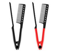 LAY STAY 2 pettini per capelli resistenti al calore, a forma di V, spazzole liscianti a forma di V per uno styling liscio, pettine per piastra per capelli, set di strumenti da viaggio leggero, adatto