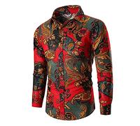 Lay U Home Autunno e Inverno Stampato a Maniche Lunghe Camicia da Uomo di Fiore Shirt Plus Size Camicia