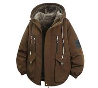 Lay U Home Piumino Uomo con Cappuccio Ampio e Imbottito Stile Parka, per l'inverno, Giaccone