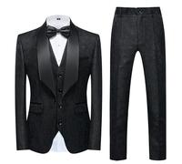 Lay U HOME Uomo Abito da Sera Jacquard emcee Abito per Lo Sposo Vestito di Uomini di Uomini Vestito a Tre Pezzi Giacca Uomo casa Giacca Casual