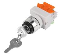 LAY37-11Y/21 - Interruttore a chiave elettrico a 2 posizioni, interruttore girevole con chiusura a chiave, interruttore a chiave 22 mm
