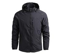 LAYAN-B Giacche da uomo Softshell Mountain Trekking con Cappuccio Multi Tasche Cerniera Militare Bomber Con Cappuccio Capispalla Nero L