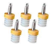 Layba Versatore per bottiglie in legno e acciaio inox, beccuccio in sughero per aceto, olio e alcolici. Dosatore robusto per versatore di vino, aceto e olio, porzionatore per bottiglie x5 set